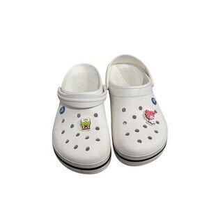 Crocs Crocband Clog White Comfort Shoes M9/W11 Keroppi My Melody Charms Jibbitz
